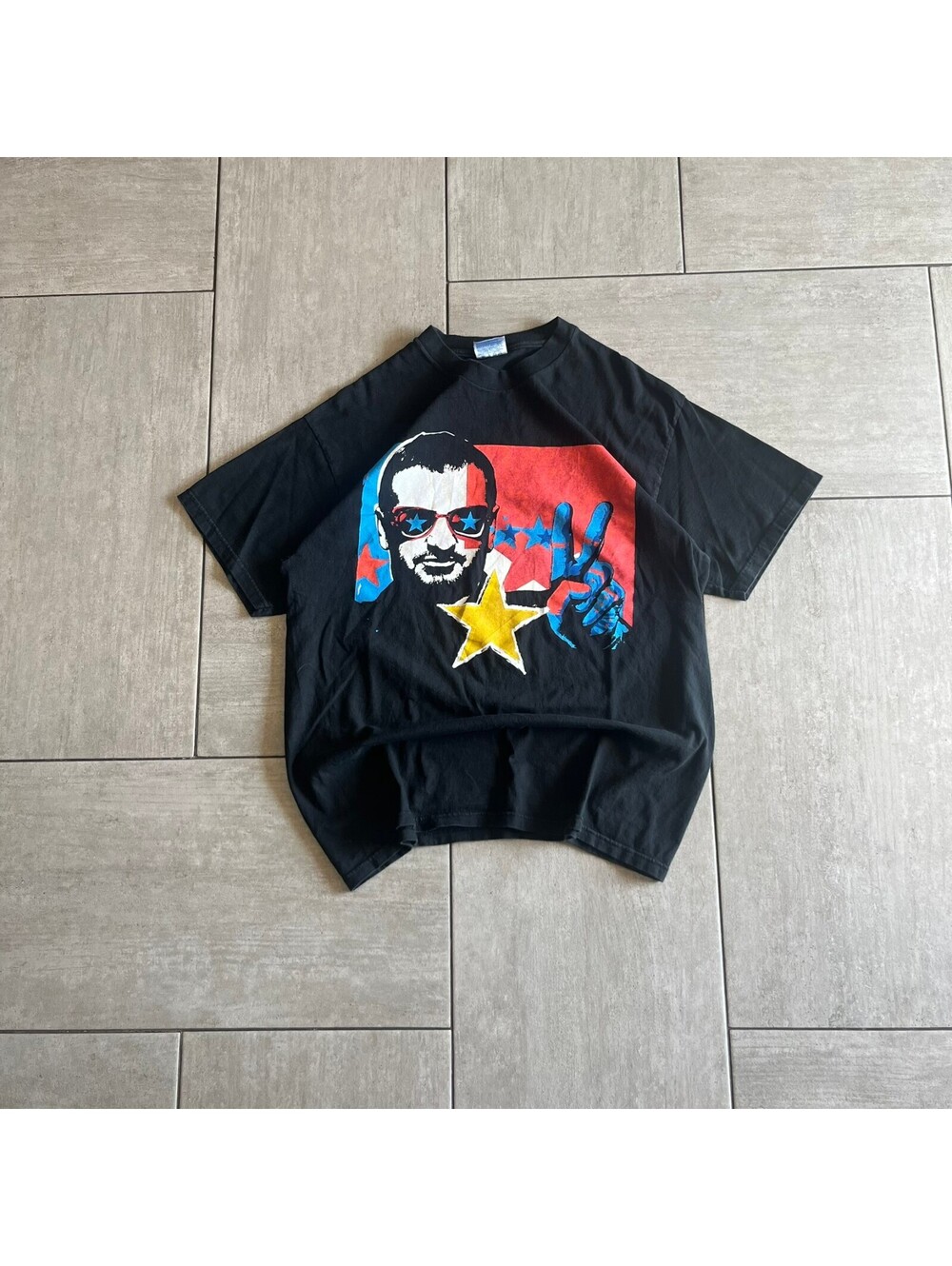 Vintage Hanes Heavyweight Black Graphic Ringo Starr Band T-Shirt Large